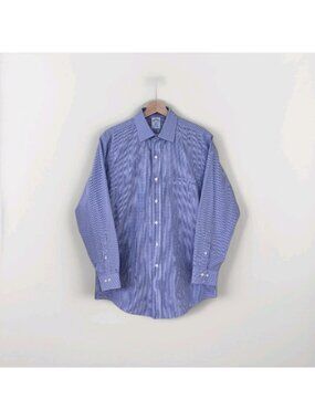 Brooks Brothers Regent Non Iron Shirt Men 15.5 Plaid LS All Cotton Office Travel